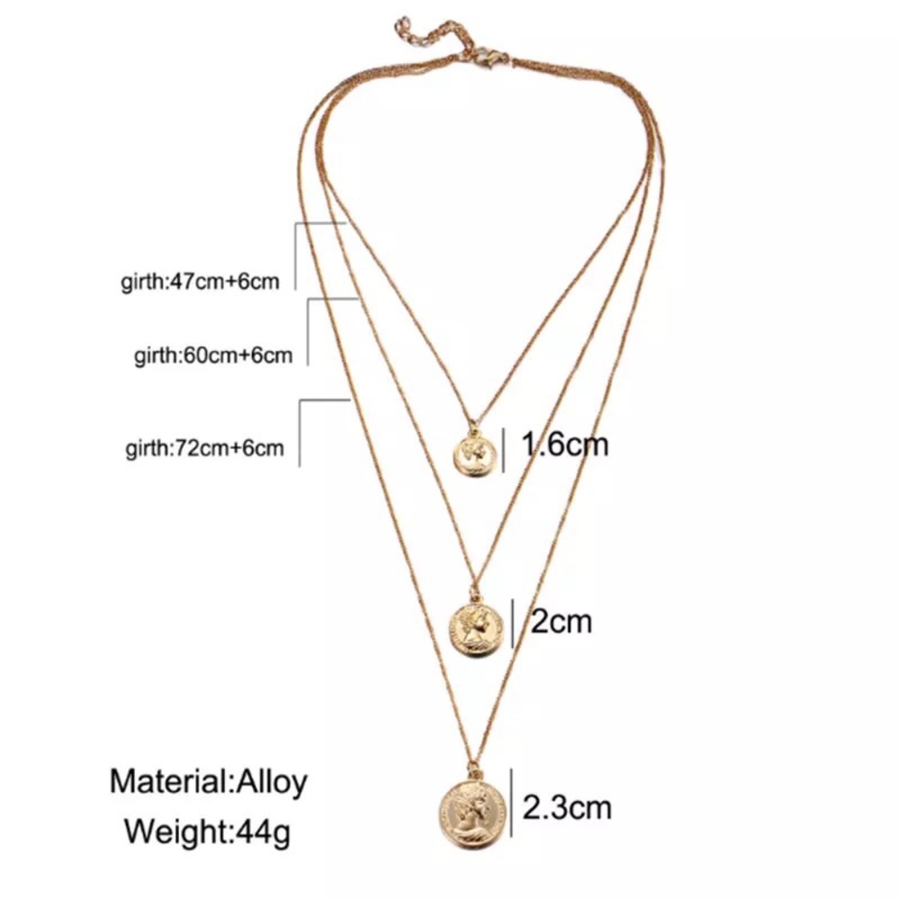 ‼️3/$30 Boho Multilayer Coin Gold Choker Necklace - Picture 5 of 6